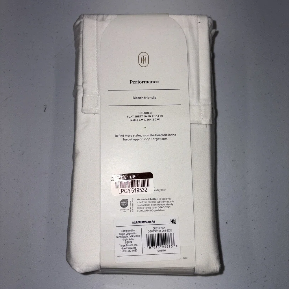 Threshold 400 Thread Count Performance Flat Sheet Sour Cream Queen*